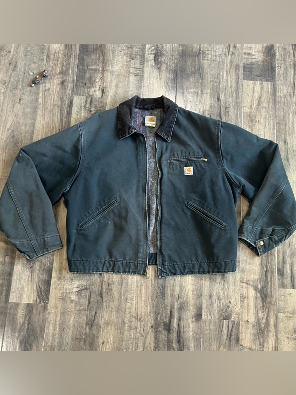 Vintage Carhartt J01 BLK Detroit Jacket Size 48 Regular Workwear Blanket Lining